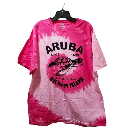 Aruba Tie Dye T-Shirt Women’s 2XL Pink One Happy Island Vivid Sportwear - Picture 1 of 3